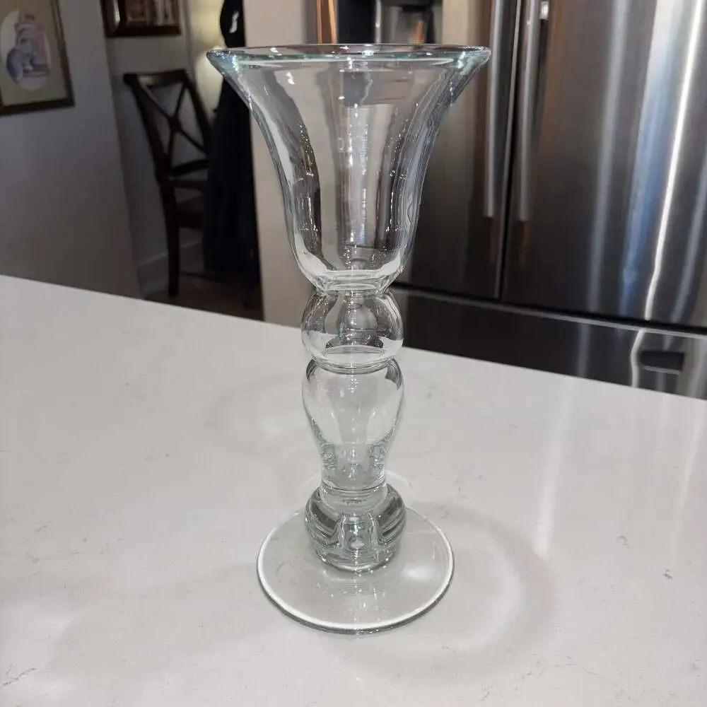 Clear Glass Trumpet Vase/Candle Holder Taper Pillar Candlestick